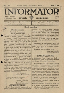 Informator Powiatu Śremskiego. 1934.09.01 R.16 Nr 57