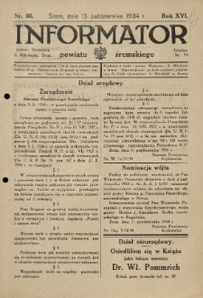 Informator Powiatu Śremskiego. 1934.10.13 R.16 Nr 66