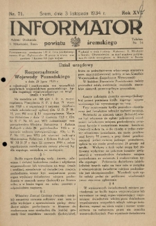Informator Powiatu Śremskiego. 1934.11.03 R.16 Nr 71