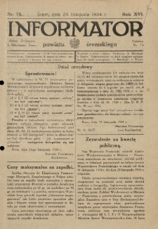 Informator Powiatu Śremskiego. 1934.11.24 R.16 Nr 76