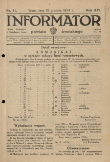 Informator Powiatu Śremskiego. 1934.12.15 R.16 Nr 81