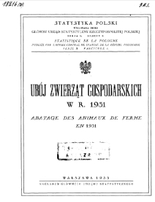 Ubój zwierząt gospodarskich w r. 1931