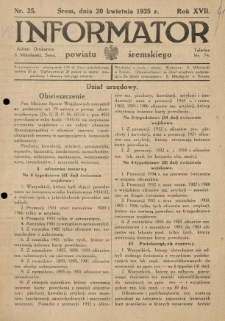 Informator Powiatu Śremskiego. 1935.04.20 R.17 Nr 25