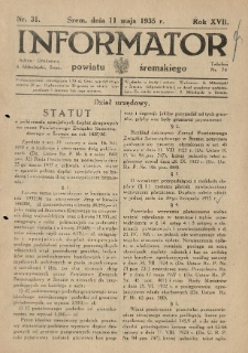 Informator Powiatu Śremskiego. 1935.05.11 R.17 Nr 31