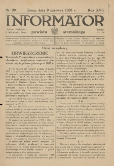 Informator Powiatu Śremskiego. 1935.06.08 R.17 Nr 39