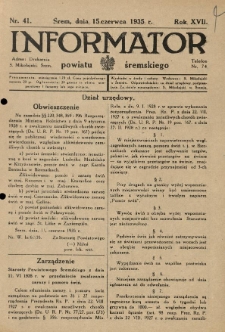 Informator Powiatu Śremskiego. 1935.06.15 R.17 Nr 41