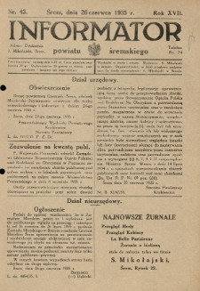 Informator Powiatu Śremskiego. 1935.06.26 R.17 Nr 43