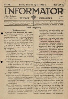 Informator Powiatu Śremskiego. 1935.07.17 R.17 Nr 48