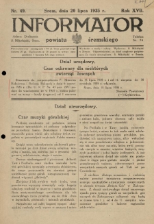 Informator Powiatu Śremskiego. 1935.07.20 R.17 Nr 49
