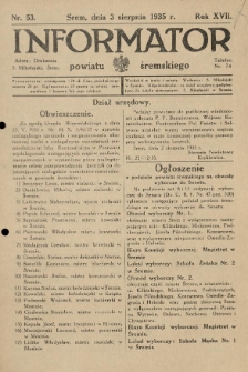 Informator Powiatu Śremskiego. 1935.08.03 R.17 Nr 53