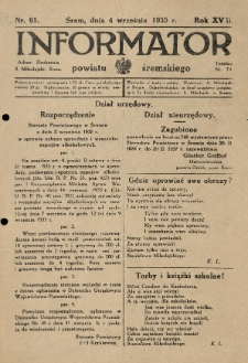 Informator Powiatu Śremskiego. 1935.09.04 R.17 Nr 61