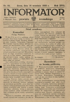 Informator Powiatu Śremskiego. 1935.09.18 R.17 Nr 64