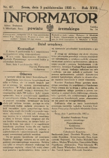 Informator Powiatu Śremskiego. 1935.10.05 R.17 Nr 67