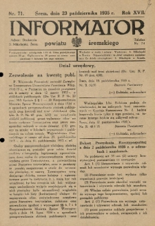 Informator Powiatu Śremskiego. 1935.10.23 R.17 Nr 71