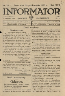 Informator Powiatu Śremskiego. 1935.10.30 R.17 Nr 73