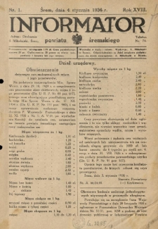 Informator Powiatu Śremskiego. 1936.01.04 R.18 Nr 1