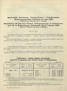 Statystyka pocztowa, telegraficzna i telefoniczna Rzeczypospolitej Polskiej za rok 1929 zestawiona przez Ministerstwo Poczt i Telegrafów