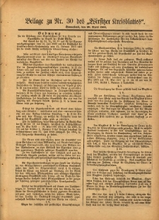 Beilage zu Nr. 30 des &bdquo;Wirsitzer Kreisblattes&rdquo; 1901.04.20