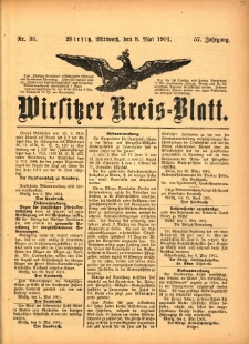 Wirsitzer Kreis-Blatt: herausgegeben vom K&ouml;niglichen Landraths-Amte 1901.05.08 Jg.57 Nr35