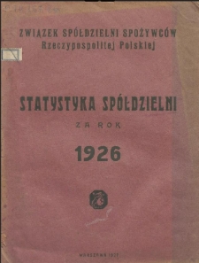 Statystyka spółdzielni za rok 1926