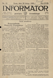 Informator Powiatu Śremskiego. 1936.02.26 R.18 Nr 12