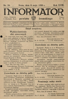 Informator Powiatu Śremskiego. 1936.05.06 R.18 Nr 24