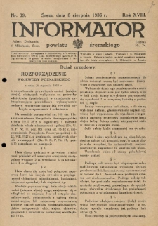 Informator Powiatu Śremskiego. 1936.08.08 R.18 Nr 39