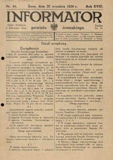 Informator Powiatu Śremskiego. 1936.09.25 R.18 Nr 44