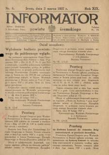 Informator Powiatu Śremskiego. 1937.03.03 R.19 Nr 6