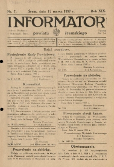 Informator Powiatu Śremskiego. 1937.03.13 R.19 Nr 7
