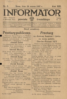 Informator Powiatu Śremskiego. 1937.03.20 R.19 Nr 8