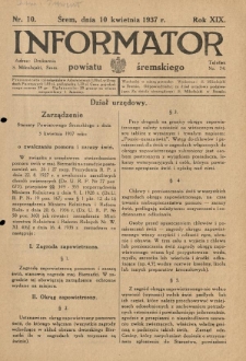 Informator Powiatu Śremskiego. 1937.04.10 R.19 Nr 10