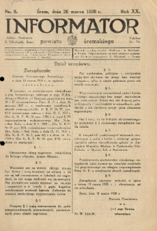 Informator Powiatu Śremskiego. 1938.03.26 R.20 Nr 8