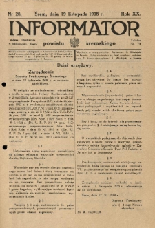 Informator Powiatu Śremskiego. 1938.11.19 R.20 Nr 28
