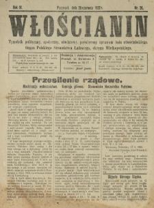 Włościanin : tygodnik polityczny, społeczny, oświatowy poświęcony sprawom ludu włościańskiego organ Polskiego Stronnictwa Ludowego, okręgu Wielkopolskiego. 1922.06.25 R.4 Nr 26