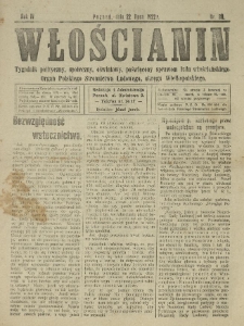 Włościanin : tygodnik polityczny, społeczny, oświatowy poświęcony sprawom ludu włościańskiego organ Polskiego Stronnictwa Ludowego, okręgu Wielkopolskiego. 1922.07.22 R.4 Nr 30