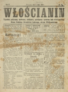 Włościanin : tygodnik polityczny, społeczny, oświatowy poświęcony sprawom ludu włościańskiego organ Polskiego Stronnictwa Ludowego, okręgu Wielkopolskiego. 1922.08.06 R.4 Nr 32