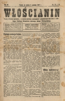Włościanin : pismo polityczno-społeczne, poświęcone sprawom oświatowym i gospodarczym ludu włościańskiego. Organ Polskiego Stronnictwa Ludowego, okręgu Wielkopolskiego. 1922.12.09 R.4 Nr 77 i 78