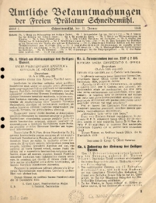 Amtliche Bekanntmachungen der Freien Pr&auml;latur Schneidem&uuml;hl. 1935.01.11 St&uuml;ck 1
