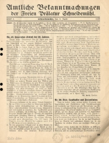 Amtliche Bekanntmachungen der Freien Pr&auml;latur Schneidem&uuml;hl. 1935.04.08 St&uuml;ck 4