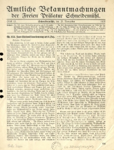 Amtliche Bekanntmachungen der Freien Pr&auml;latur Schneidem&uuml;hl. 1935.11.22 St&uuml;ck 13