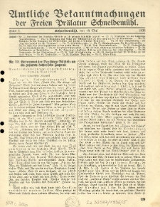 Amtliche Bekanntmachungen der Freien Pr&auml;latur Schneidem&uuml;hl. 1936.05.18 St&uuml;ck 5