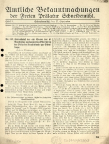 Amtliche Bekanntmachungen der Freien Pr&auml;latur Schneidem&uuml;hl. 1936.09.17 St&uuml;ck 9