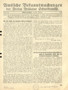Amtliche Bekanntmachungen der Freien Pr&auml;latur Schneidem&uuml;hl. 1936.10.10 St&uuml;ck 10
