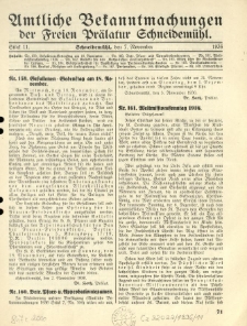 Amtliche Bekanntmachungen der Freien Pr&auml;latur Schneidem&uuml;hl. 1936.11.07 St&uuml;ck 11