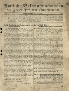 Amtliche Bekanntmachungen der Freien Pr&auml;latur Schneidem&uuml;hl. 1937.05.10 St&uuml;ck 6