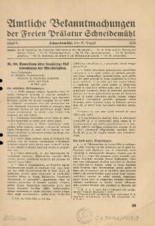 Amtliche Bekanntmachungen der Freien Pr&auml;latur Schneidem&uuml;hl. 1938.08.29 St&uuml;ck 9