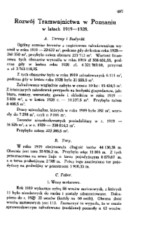 Rozwój Tramwajnictwa w Poznaniu w latach 1919-1928