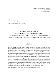 Znalezisko denarów w zbiorach Biblioteki Kórnickiej i jego znaczenie dla określenia chronologii najwcześniejszych emisji menniczych w Czechach. Pamiętnik Biblioteki Kórnickiej. Z.41