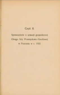 Sprawozdanie o sytuacji gospodarczej okręgu Izby Przemysłowo-Handlowej w Poznaniu w roku 1935
